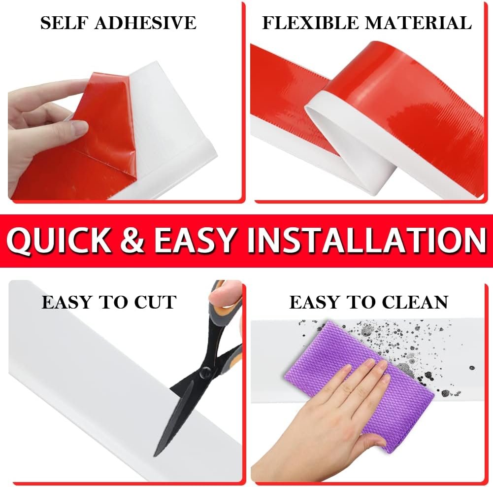 White Adhesive Vinyl Wall Base Trim - Image 2