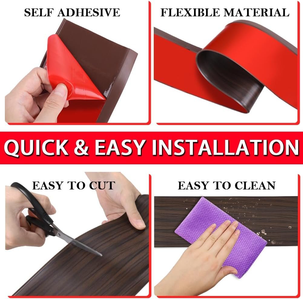 Brown Wood Grain Self-Adhesive Vinyl Wall Base - Image 2