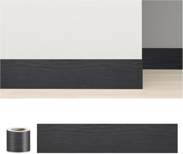 Black Wood Grain Self-Adhesive PVC Wall Skirting