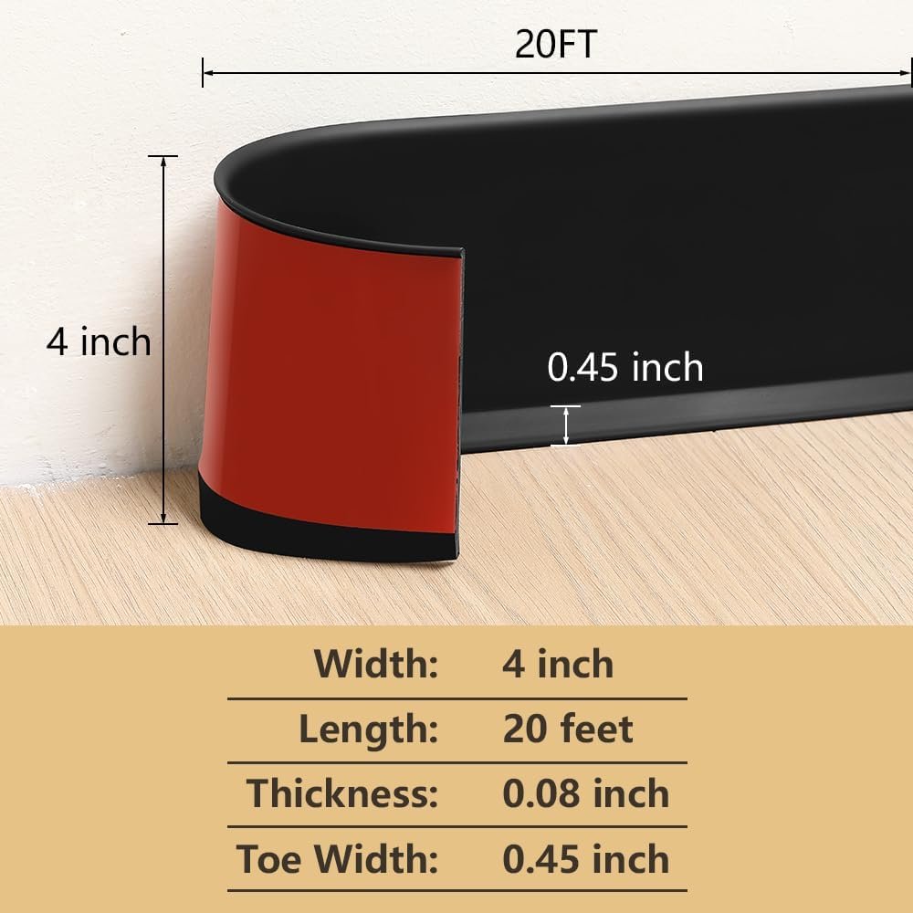 Black Self-Adhesive Flexible Vinyl Wall Base - Image 2