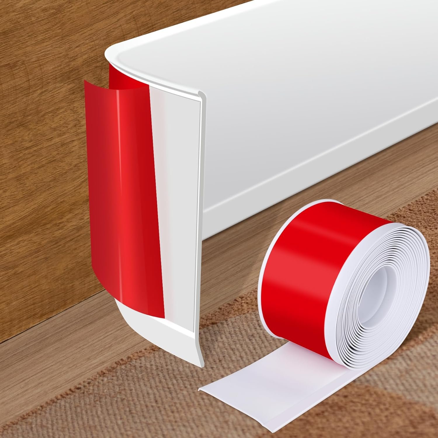 White PVC Peel and Stick Baseboard Trim