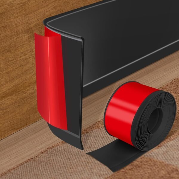 Black PVC Peel and Stick Flexible Baseboard Trim