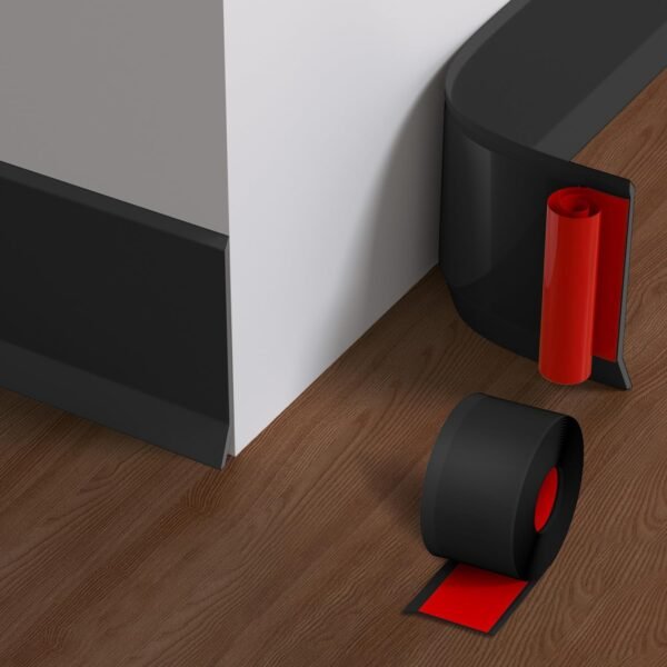 Black Wider Tape Peel and Stick Vinyl Baseboard