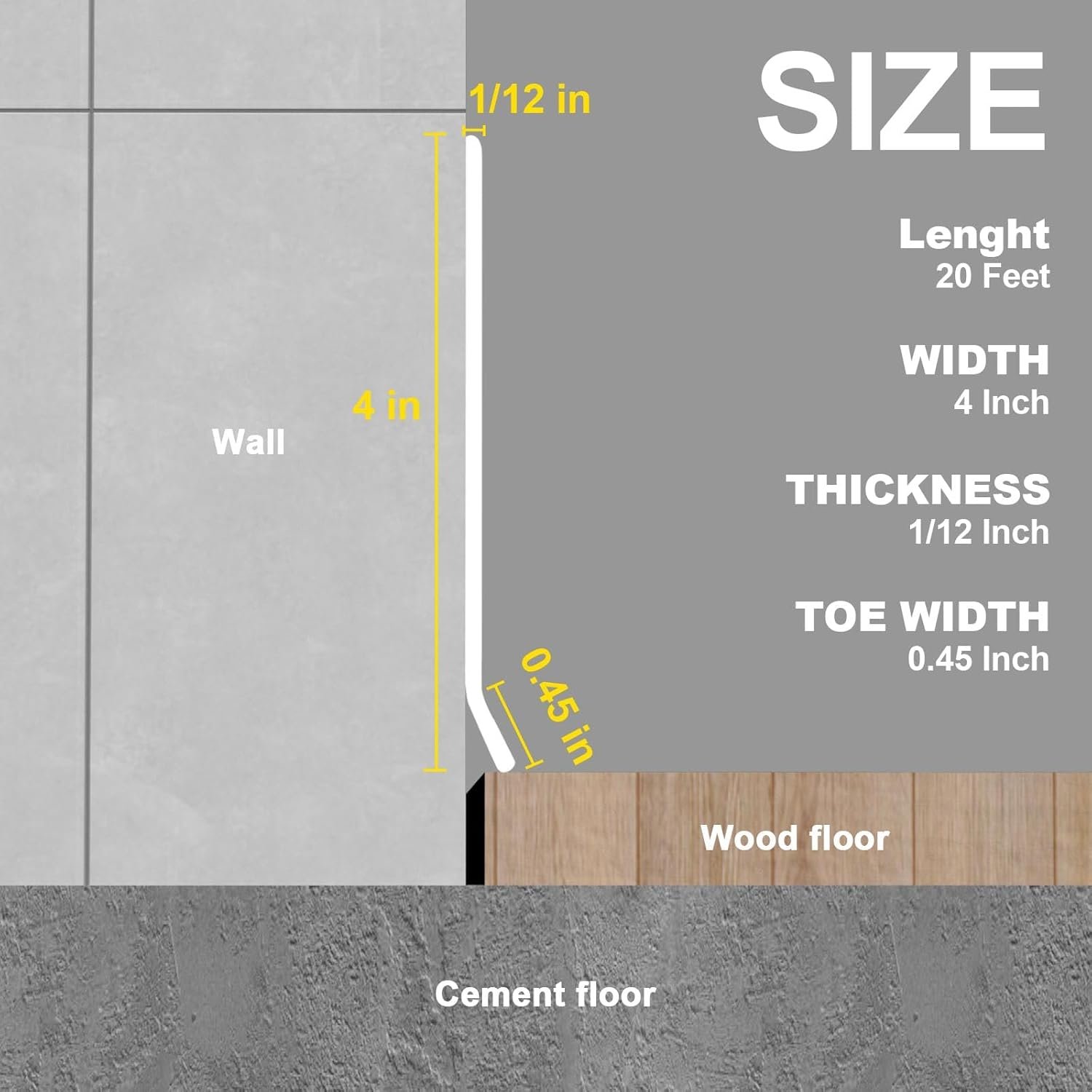 White Rubber Adhesive Vinyl Cove Baseboard Trim - Image 2