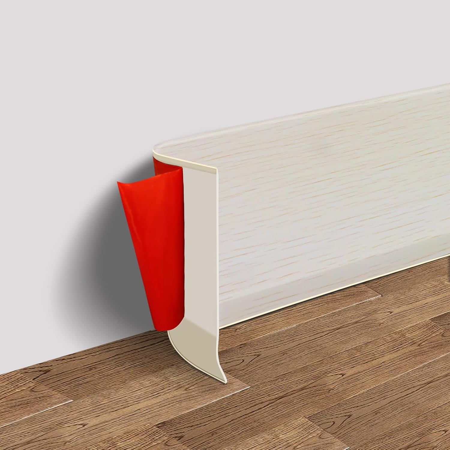 Beige Wood Grain Self-Adhesive Vinyl Baseboard