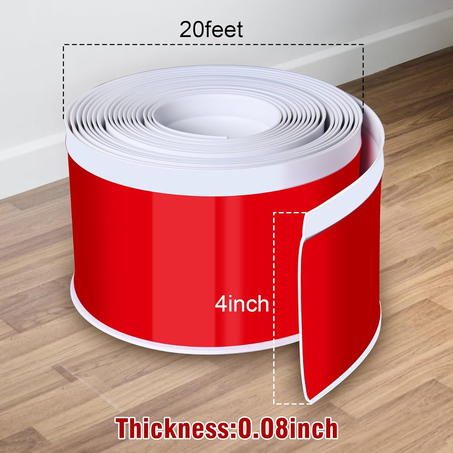 White PVC Peel and Stick Baseboard Trim - Image 2