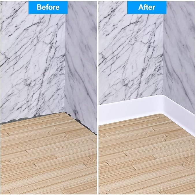 White Self-Adhesive Rubber Wall Base Molding - Image 2